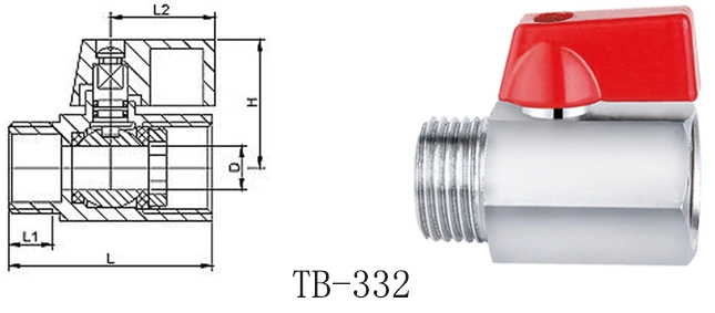 50% off 1/4", 3/4′ ′ , 1/2" Male-Female Brass Mini Ball Valve with High Quality Chrome Plated (TB-332)