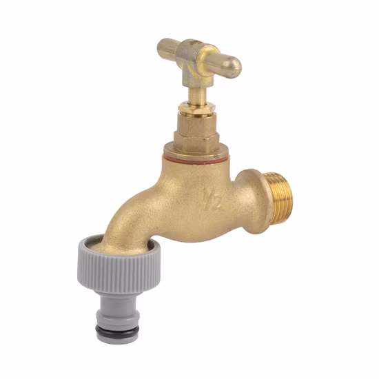 Bibcock en laiton forgé avec joint en PTFE de qualité plaqué nickel de 1/2 po