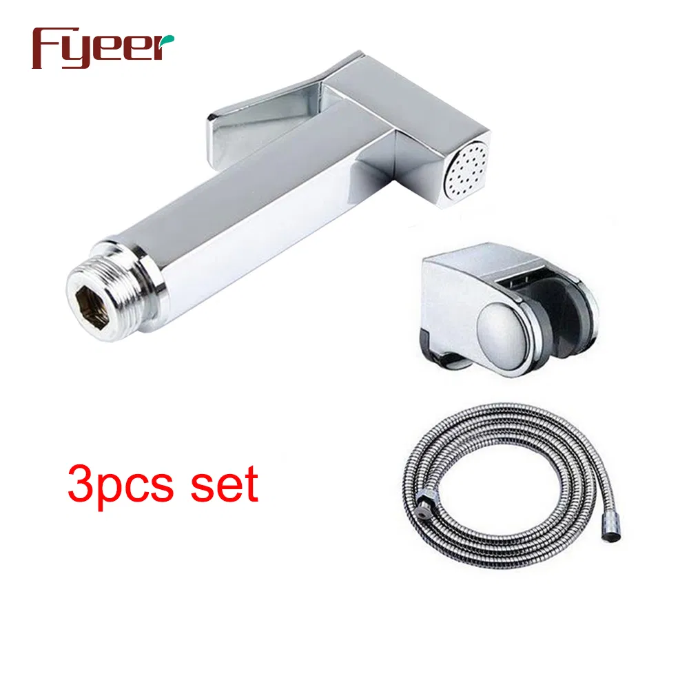 Fyeer Corps carré en laiton massif chromé pour salle de bain WC Shattaf Bidet Spray Set